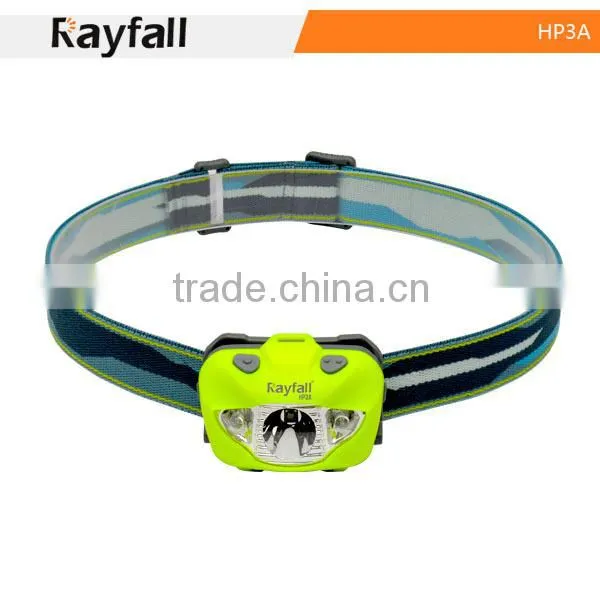 Customized color 3 led motion activated led waterproof headlamp