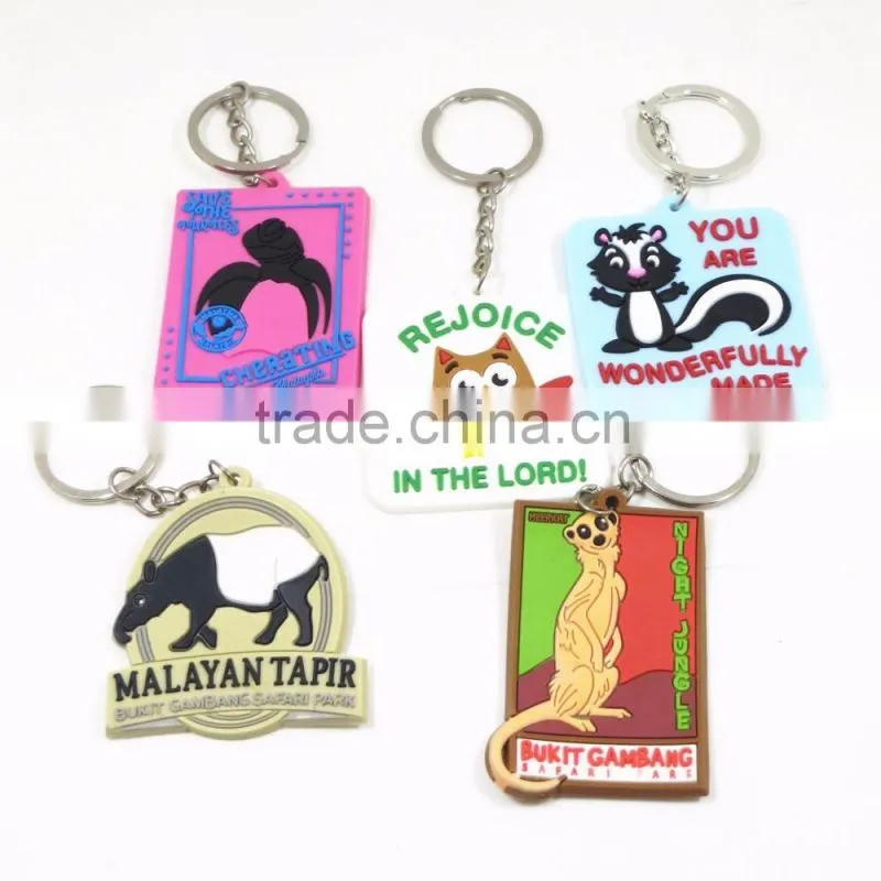 Wholesale Customized Shaped 2d Key ring Fancy Animal PVC Keychain