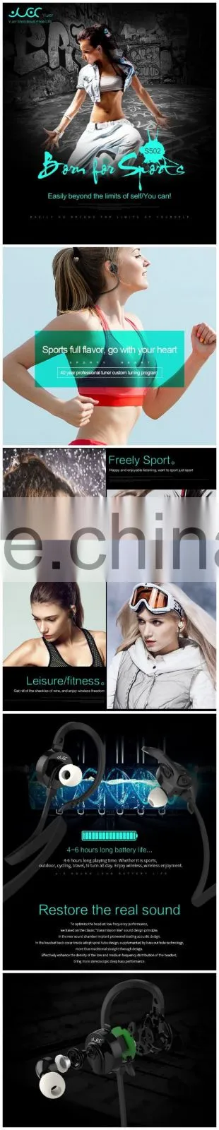 Wholesale Sport Bluetooth Headset S502 Stereo phone headphones Headset Plus Wireless Headset Earphone