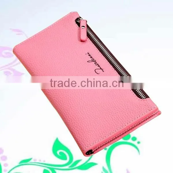 Fancy credit card holder with single zipper design hand purse for ladies