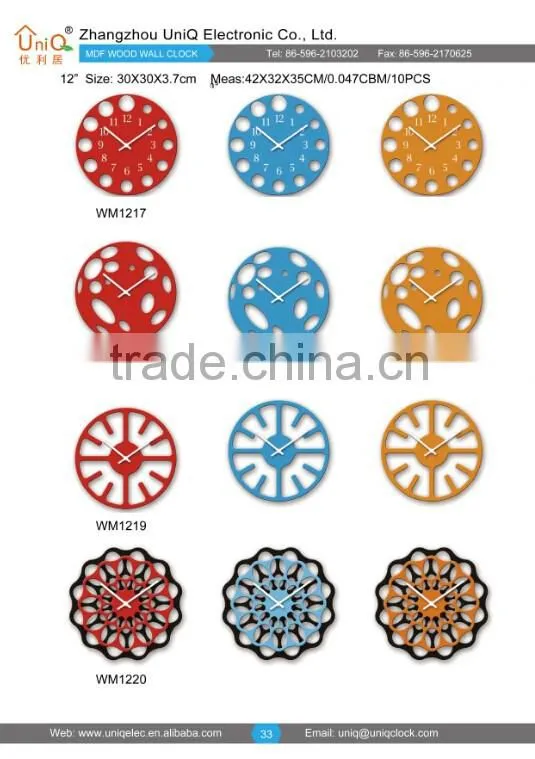 MDF wood mantle table clock for decor