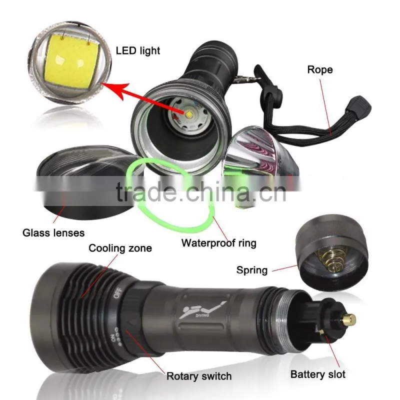 700 Lumens XML-T6 LED Diving Flashlight Aluminum Rotating Magnetic Switch Flashlight Torch