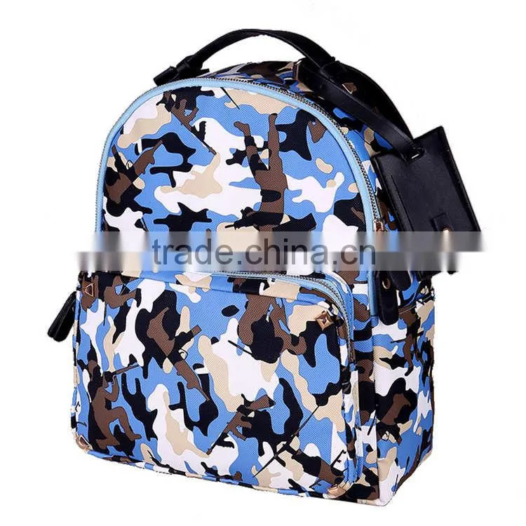 Custom printed fashion camo traveling bag bookbag shoulder student backpack school bag