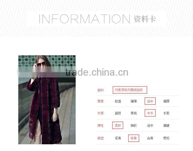 hot sale fashion long mink fur winter coat for overcoat