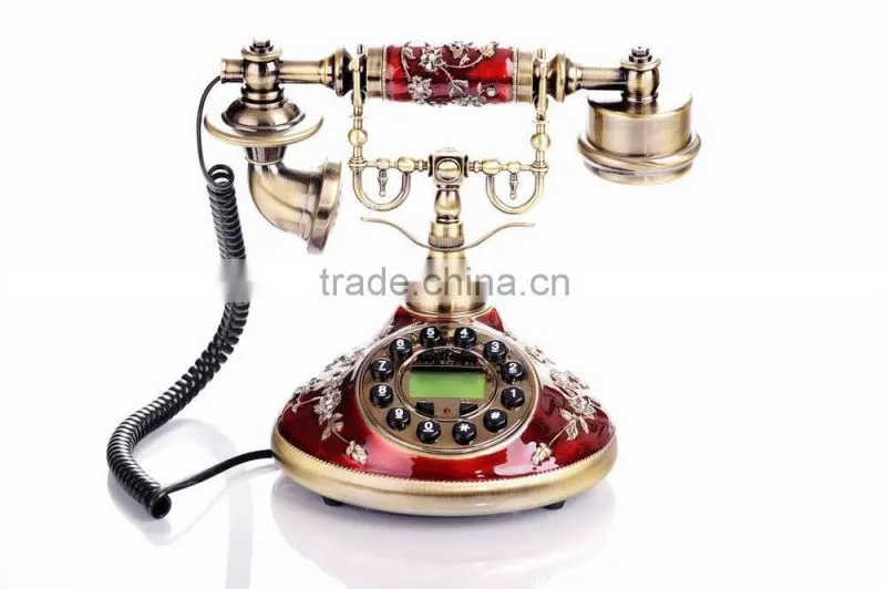 Home Decorative Vintage Wooden Telephone Antique Retro Corded Phone