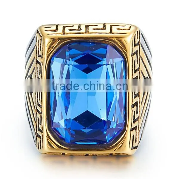 gold silver plated vintage surgical stainless steel gemstone ring