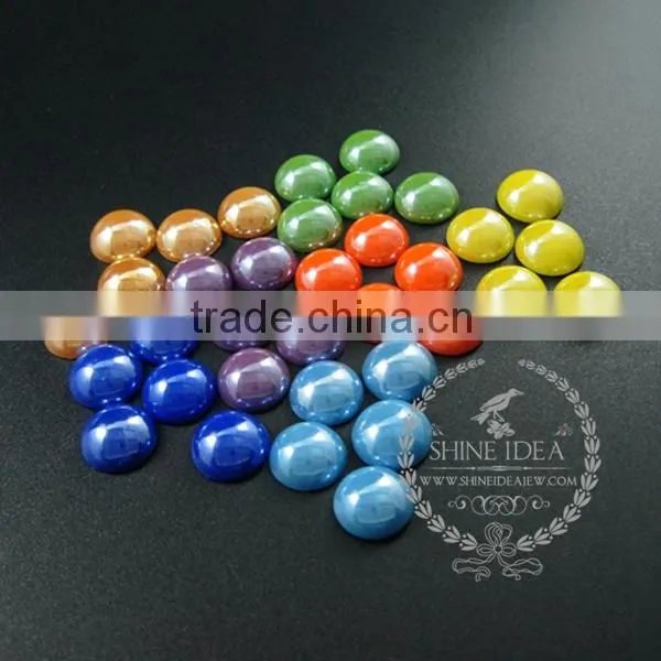 11.7mm round champagne,light blue,deep blue,yellow,green,orange,purple ceramic cabochon jewelry findings for ring 4110125