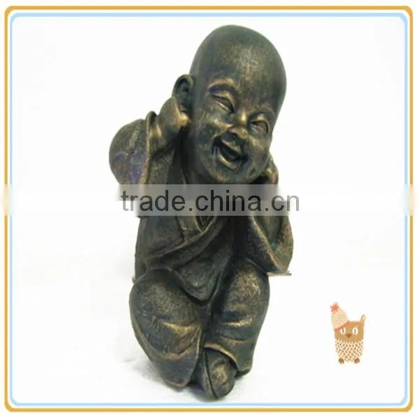 Sitting Monk Hands Covering Eyes Resin Craft