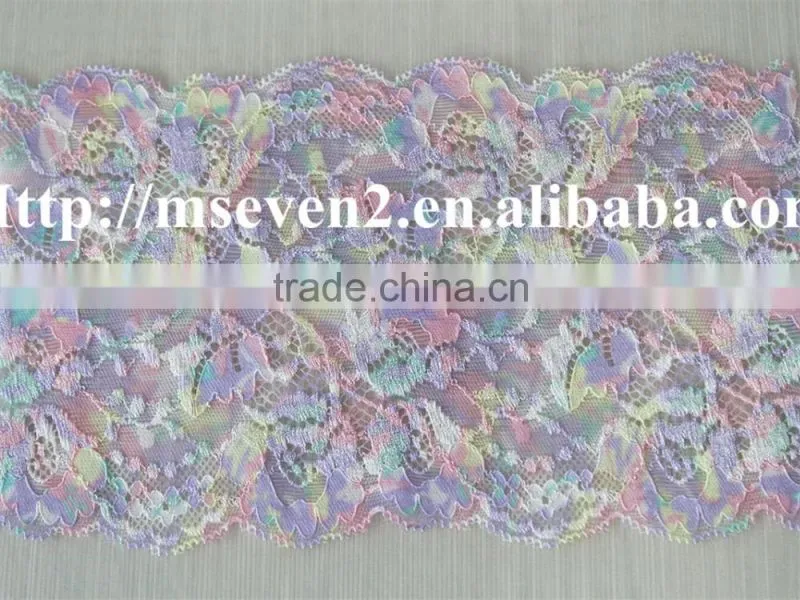 beautiful colorful african lace trimming elastic tulle fabric 100% nylon lace