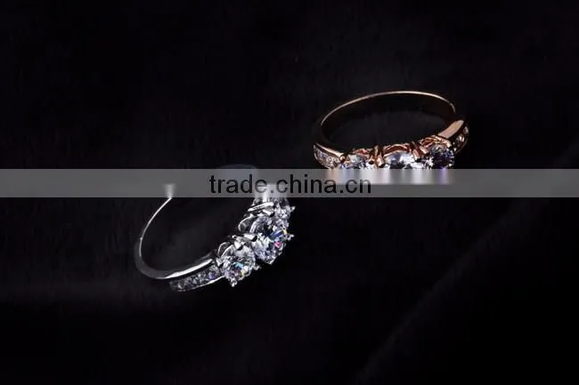 Wholesale Latest Design Rings rose real gold alloy zircon Jewellery Ring
