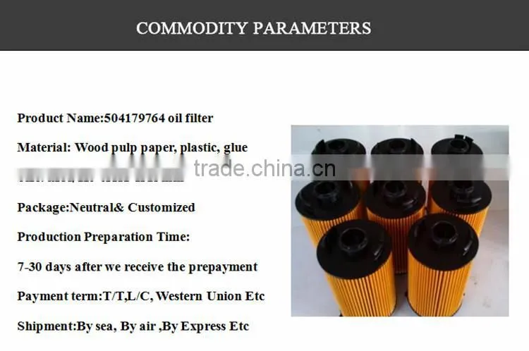 High Quality IVECO ELEMENT OIL FILTER 504179764