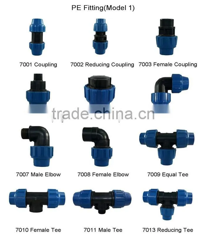 PE pipe compressure fitting 90 degree male/female elbow