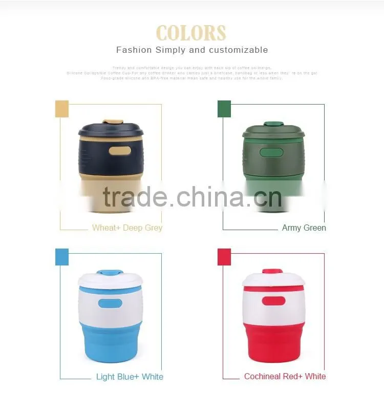 Colorful soft non-toxic collapsible silicone mugs for sublimation
