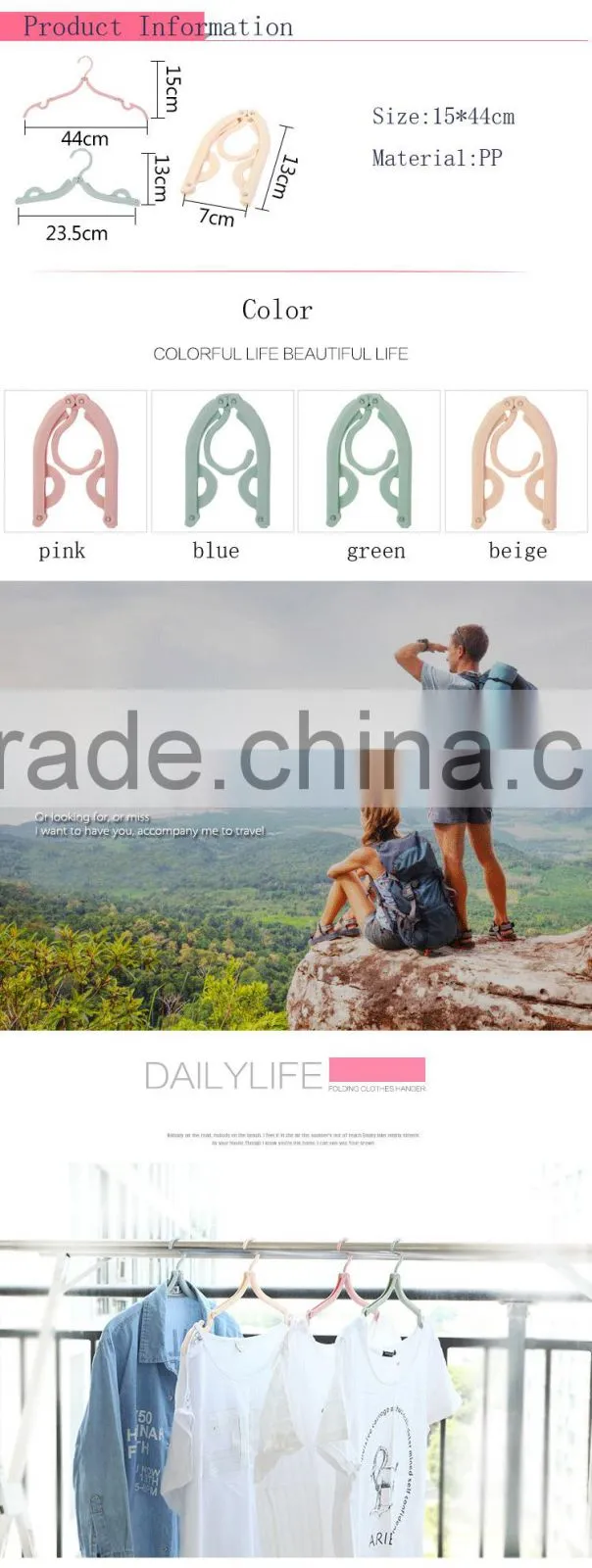 Hot Selling Hanger Travel Coat Folding Plastic Portable Clothes Magic Clothing Camping Wall