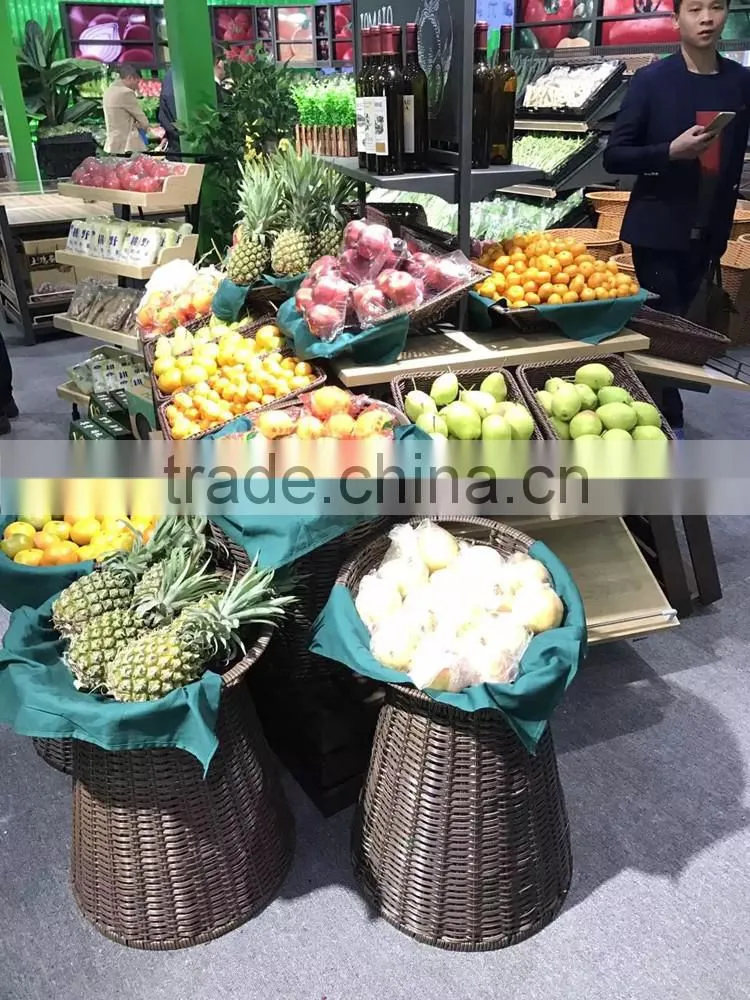 Large capability synthetic rattan woven display basket with stand