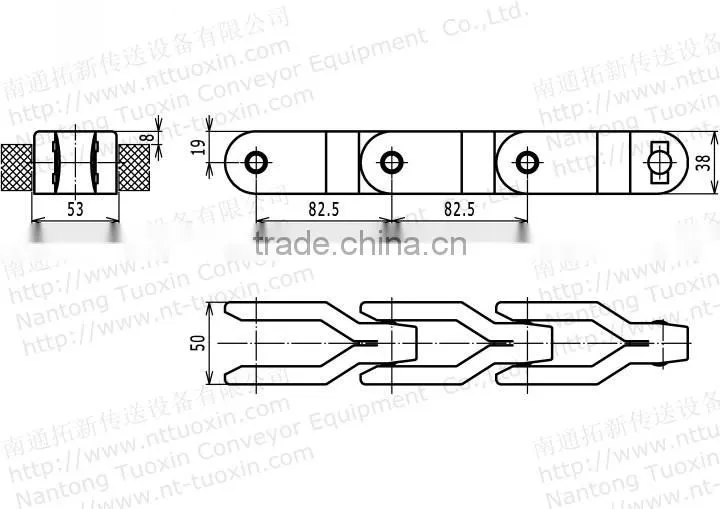 2800-O Straight Run Without TABS Plastic Case Conveyor Chain