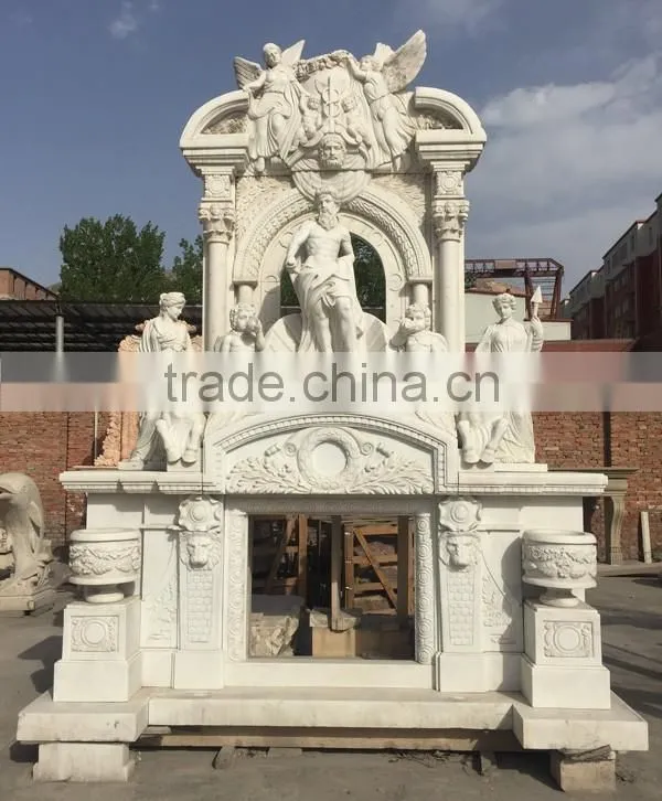 Freestanding White Marble Statue Double Decorative Fireplace Mantel