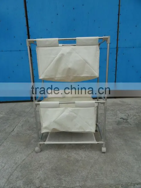 two-layers wheeled laundry cart for hotel