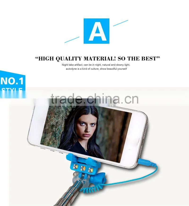 Hot sale high quality mobile phone flash light,mini selfie stick with LED light