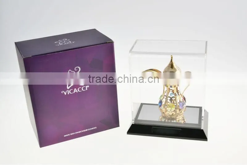 Gold Plated Decorative Mid-east Kettle with Acrylic Box for home decoration