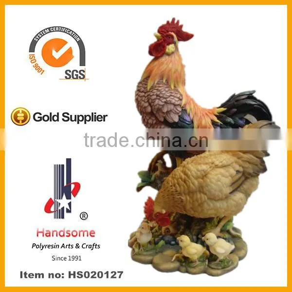 19''H resin cock statues, polyresin chanticleer figurine, resin chantecler