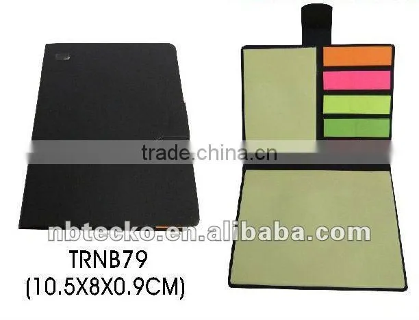 Recycled paper cover notebook with memo stick and card holder for promotion