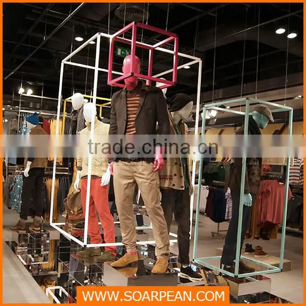 Metal frame and display stand for boutique window display ideas