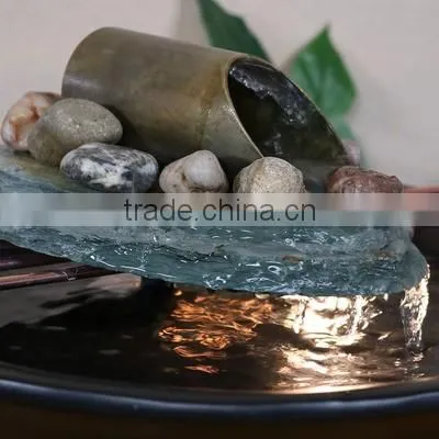 Soothing Balance Slate Tabletop Water Fountain with LED Light