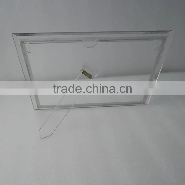 Crystal transparent acrylic photo frame a4 with support at back