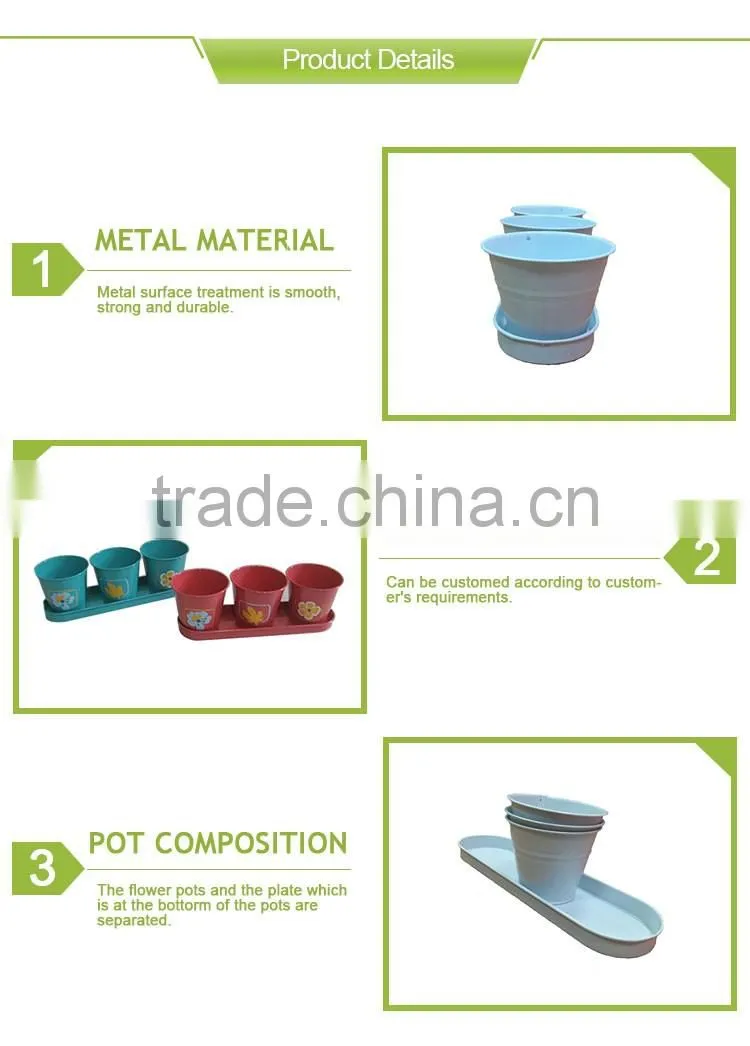 cheap mini garden decorate color painting metal flower pot