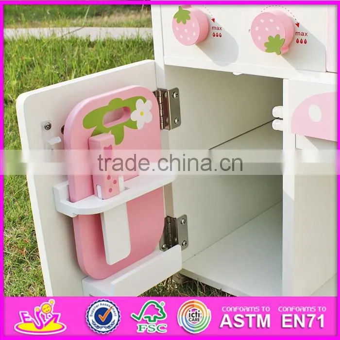2016 new design preschool home play wooden strawberry kitchen set for toddlers W10C148