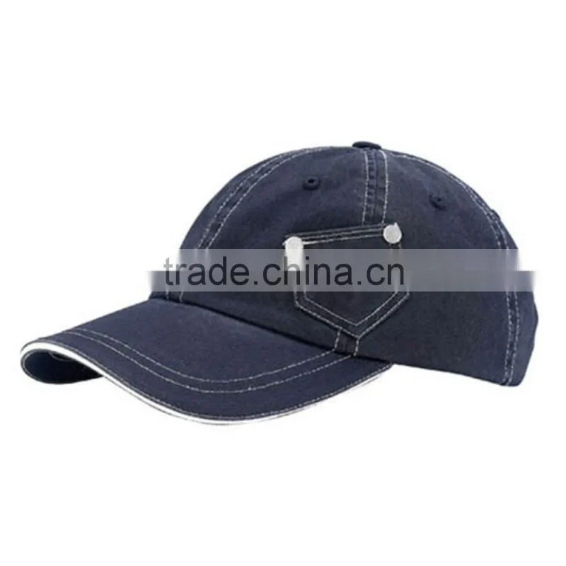 Blank Washed Denim Dad Cap And Lighter Pouch On The Side