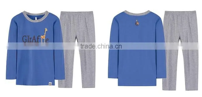 100% cotton kids pajama blank boys and girls shirts+pants pajama sleepwear baby pajamas