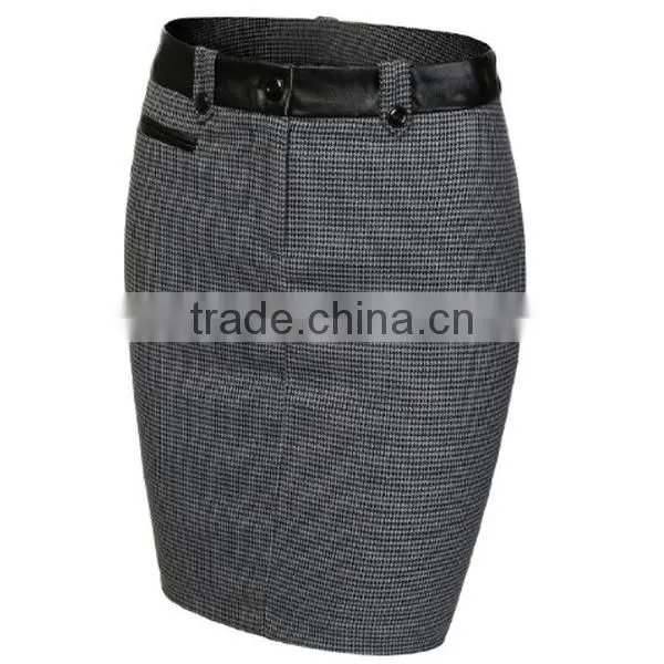 2015 ladies' ladie's fashion elegent high quality garment factory patchwork skirt