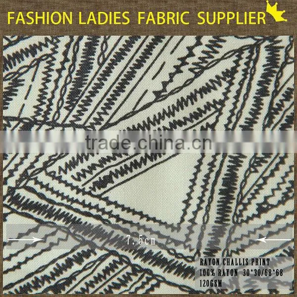 shaoxing cichengtex fashion black and white rayon fabric ,Geometric Shapes style fabric