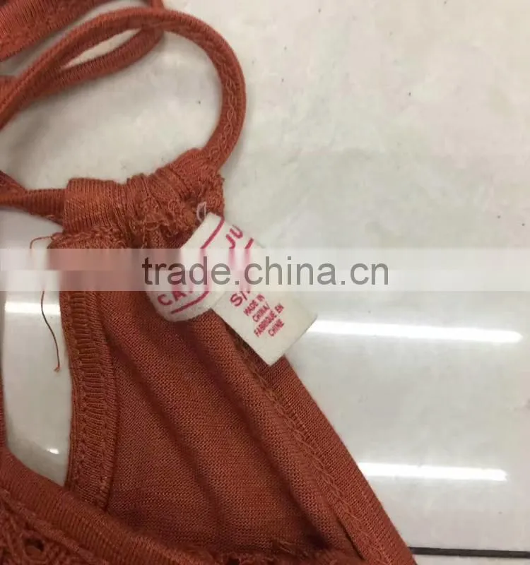 Women lace orange tank top stock clothing