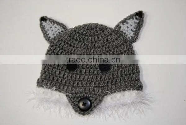 Crochet knitting winter animal fox ears hat