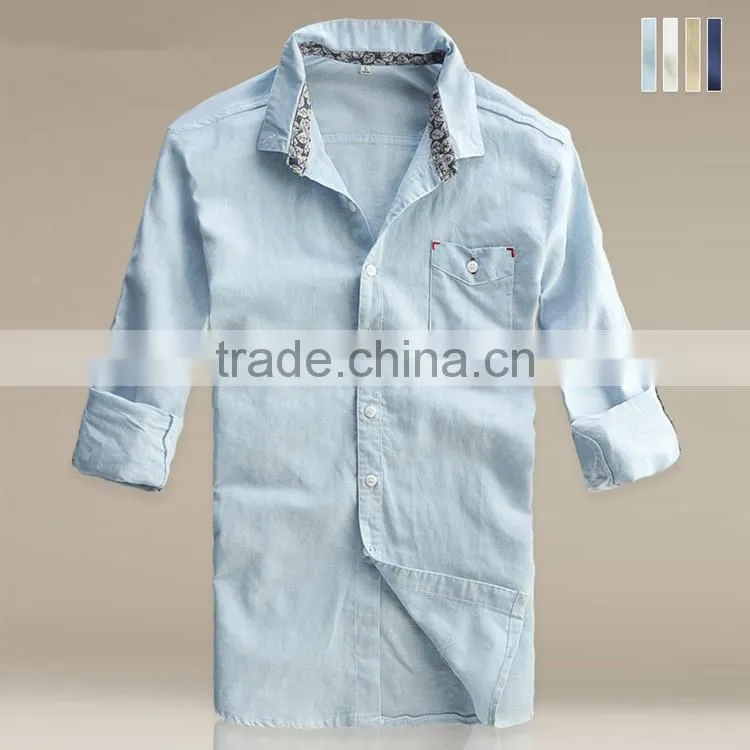 2015 Fashion design button down long sleeve slim fit custom flannel shirt