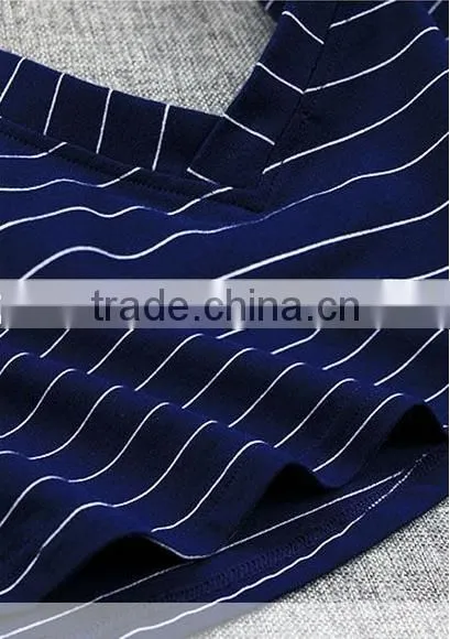 Female striped 7 minutes of sleeve T-shirt