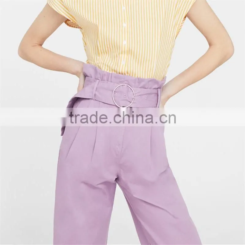 Hot design lavender empire waist summer trousers with belt loop