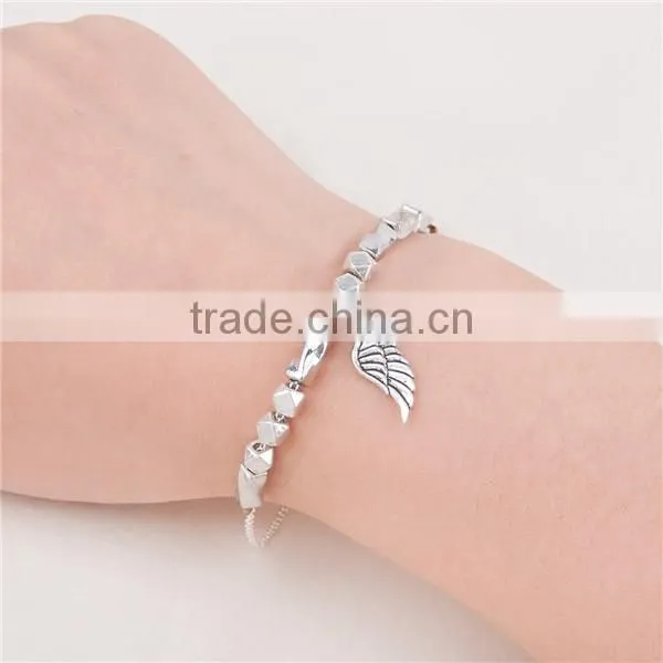 Link Cable Chain Antique Silver & Silver Plated Wing Copper Morse Code " DREAM " Bracelets