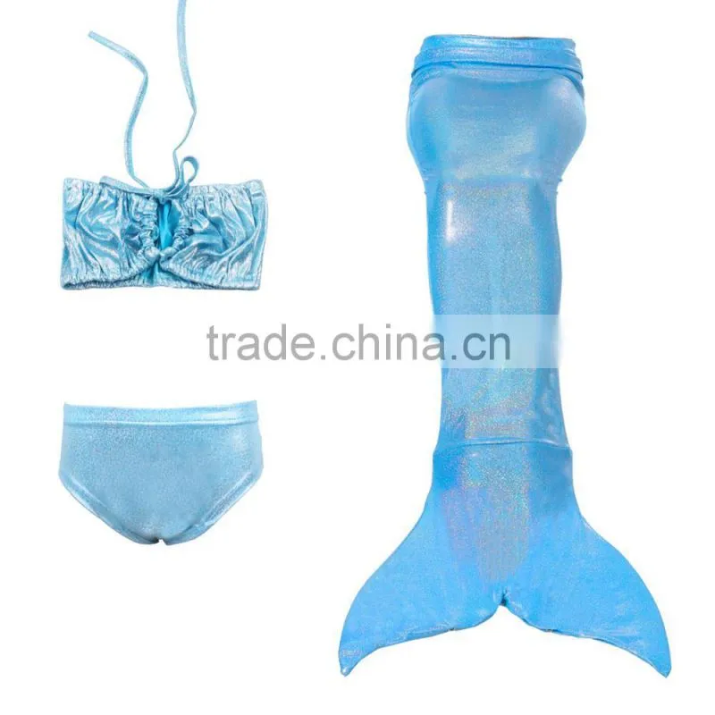3pcs Girl Kids Mermaid Tail Swimmable Mermaid Swimsuit Girls Bikini Set Bathing Suit Swimwear 3-12 Years Old