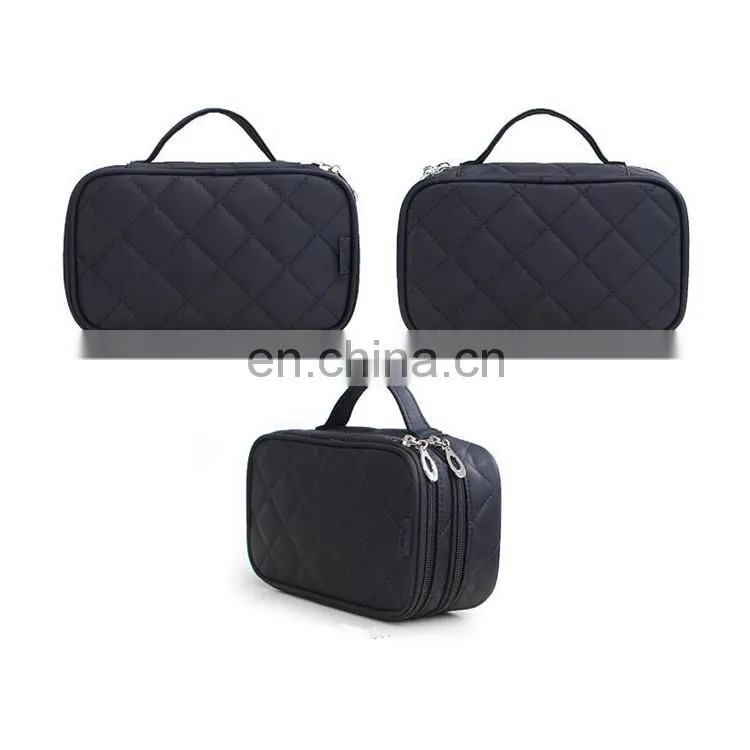 Cosmetic Makeup Bag Double Layer Travel Toiletry Bag Organizer With Mirror
