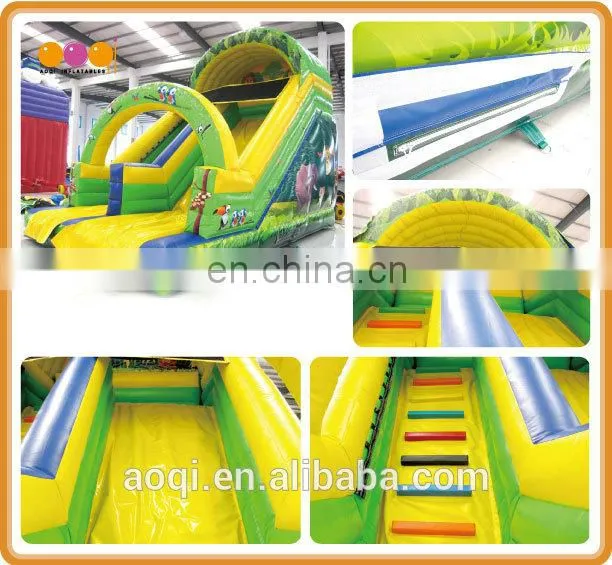 Much fun amusement park inflatable standard slide forest theme top quality water park jumping slide with beautiful printing
