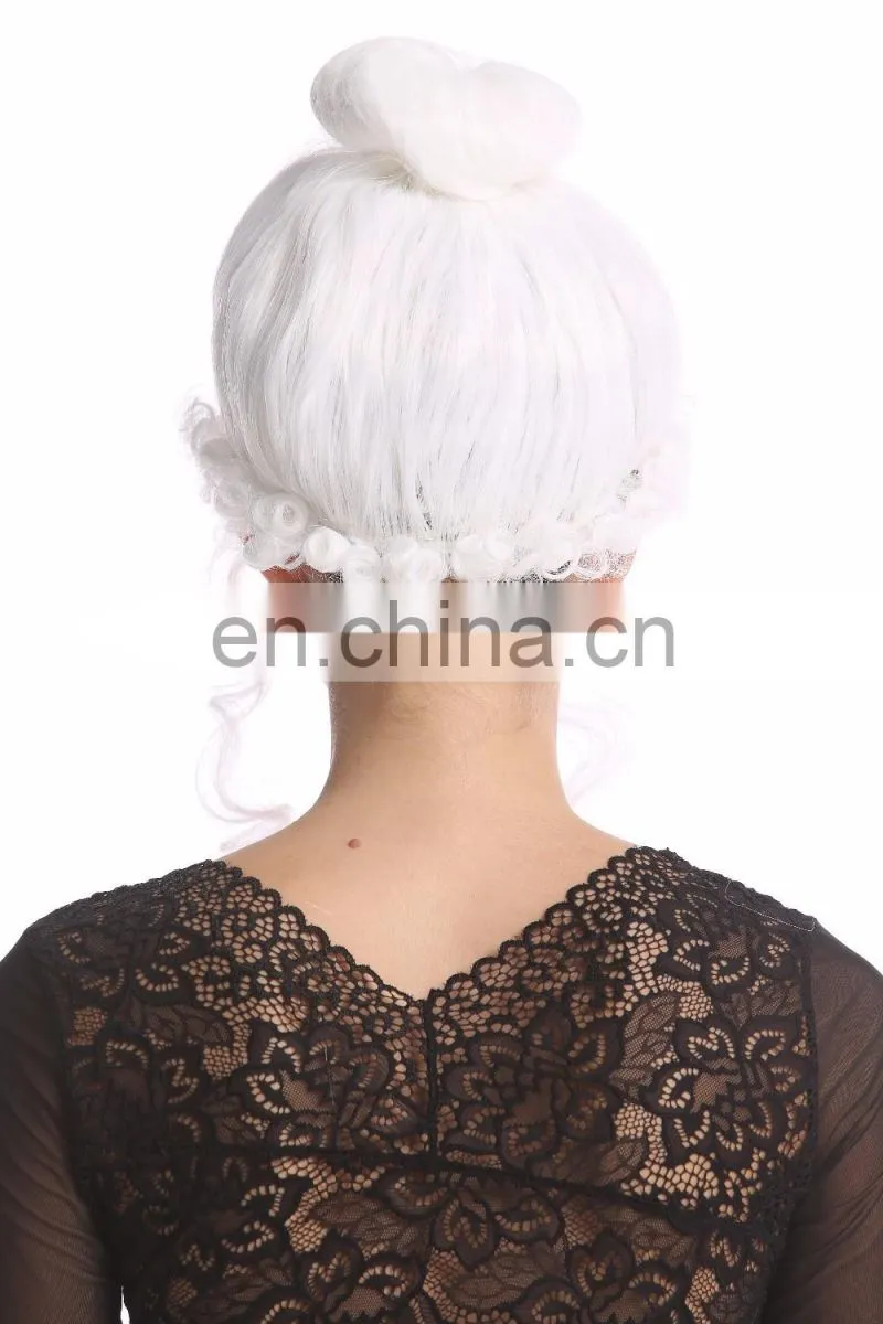 Romantic Baroque Renaissance white synthetic party wigs P-W210