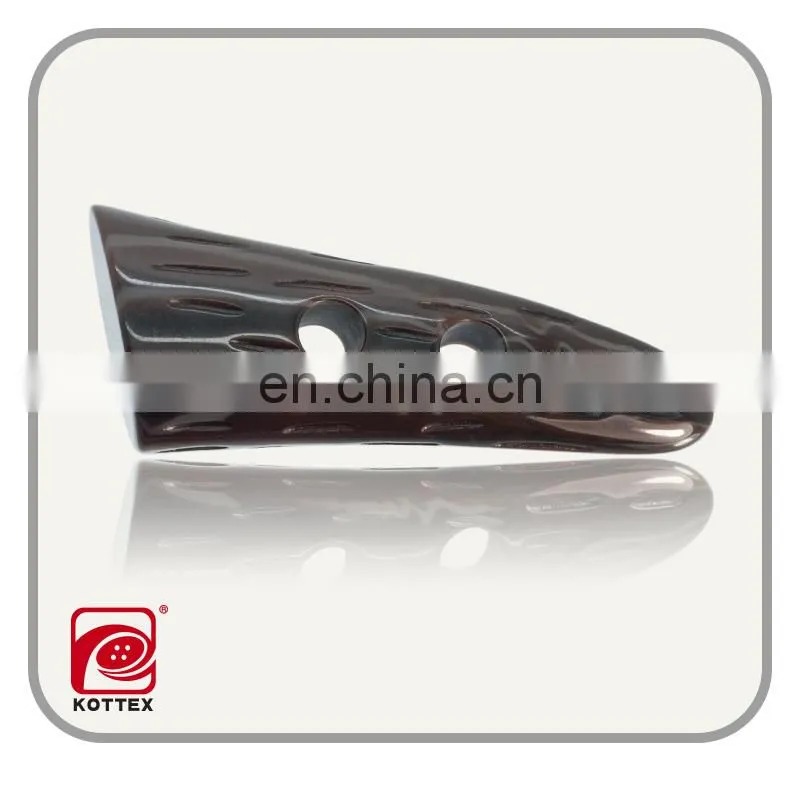 Custom plastic toggle button, leather horn toggle button