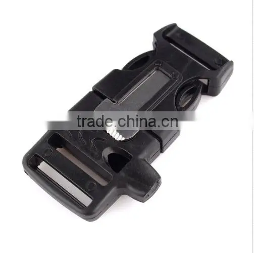 Outdoors Fire Starter Side Release Whistle Survival Buckle Flint Starter Black