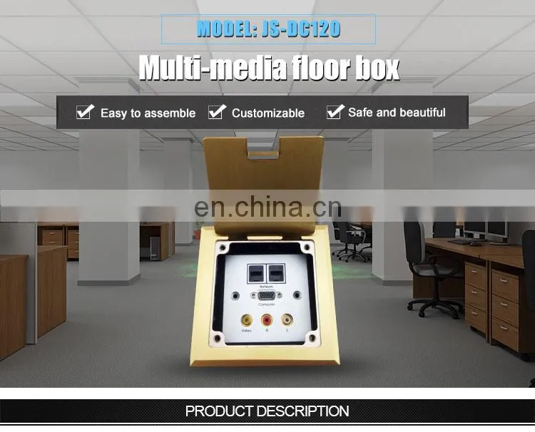 Stainless steel Power VGA 3.5mm Audio Multimedia Hidden Electrical Floor box