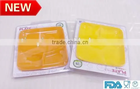FDA Kitchen ware 3 divided 9"silicone dinner plate sushi plate