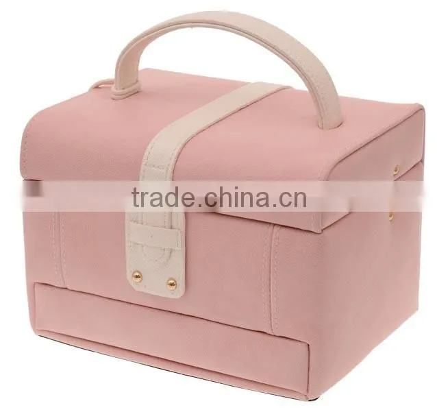 OEM pink leather display case for jewelry, high quality Jewelry display box, pink leather jewelry box custom logo